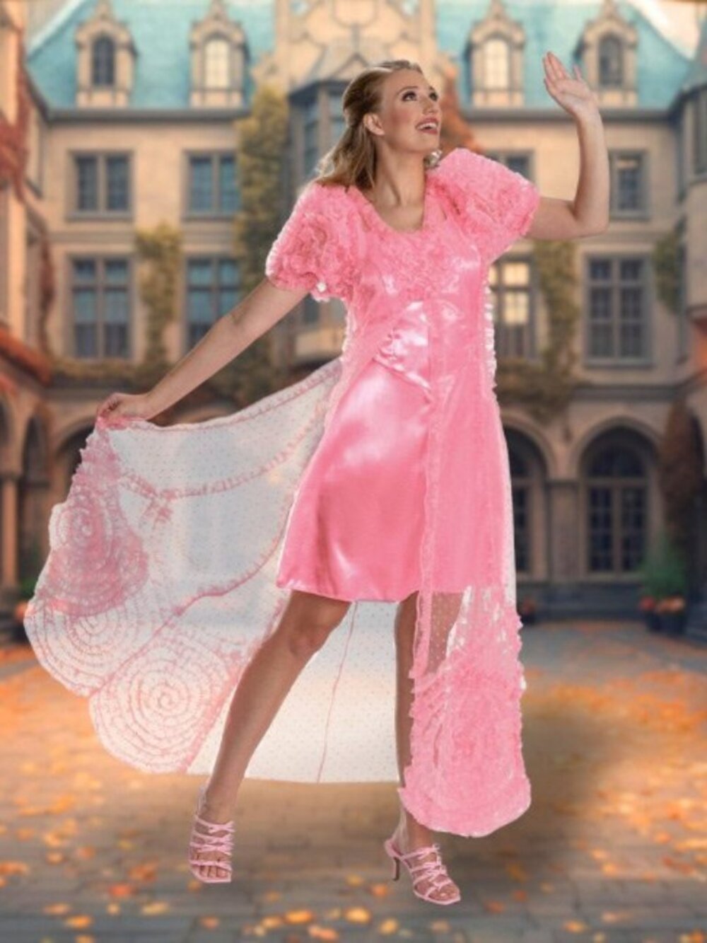 Brand New Adults Deluxe Wicked Glinda Popular Dress Costume, Small 4/6.